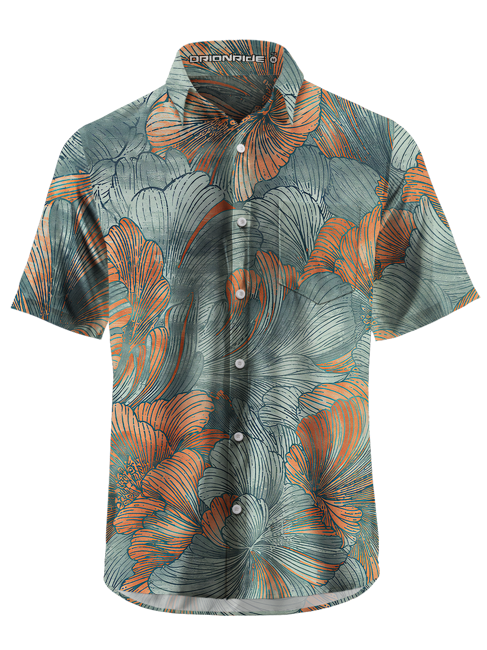 Orionride Peony With Lines Zipper Pockets Ultra Lightweight Short Sleeves Gravel Shirt