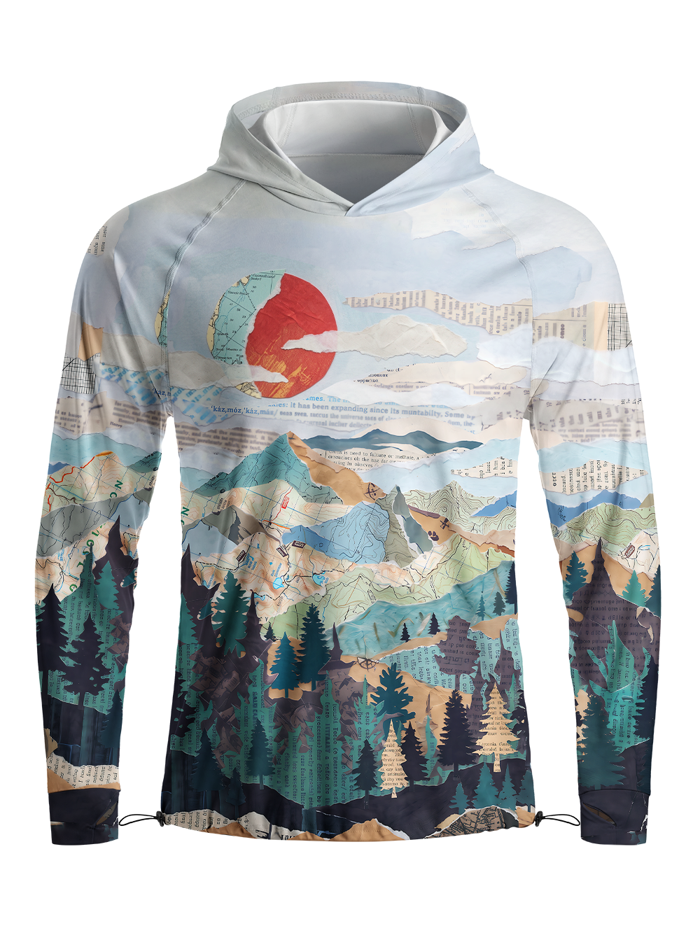 Orionride Paper Mountains Long Sleeve Cycling Hoodie Shirt