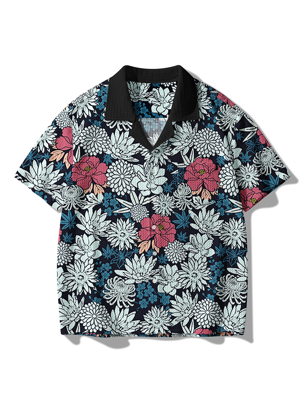 Orionride Floral Fragrance Men's Camp Collar Knitted Shirt