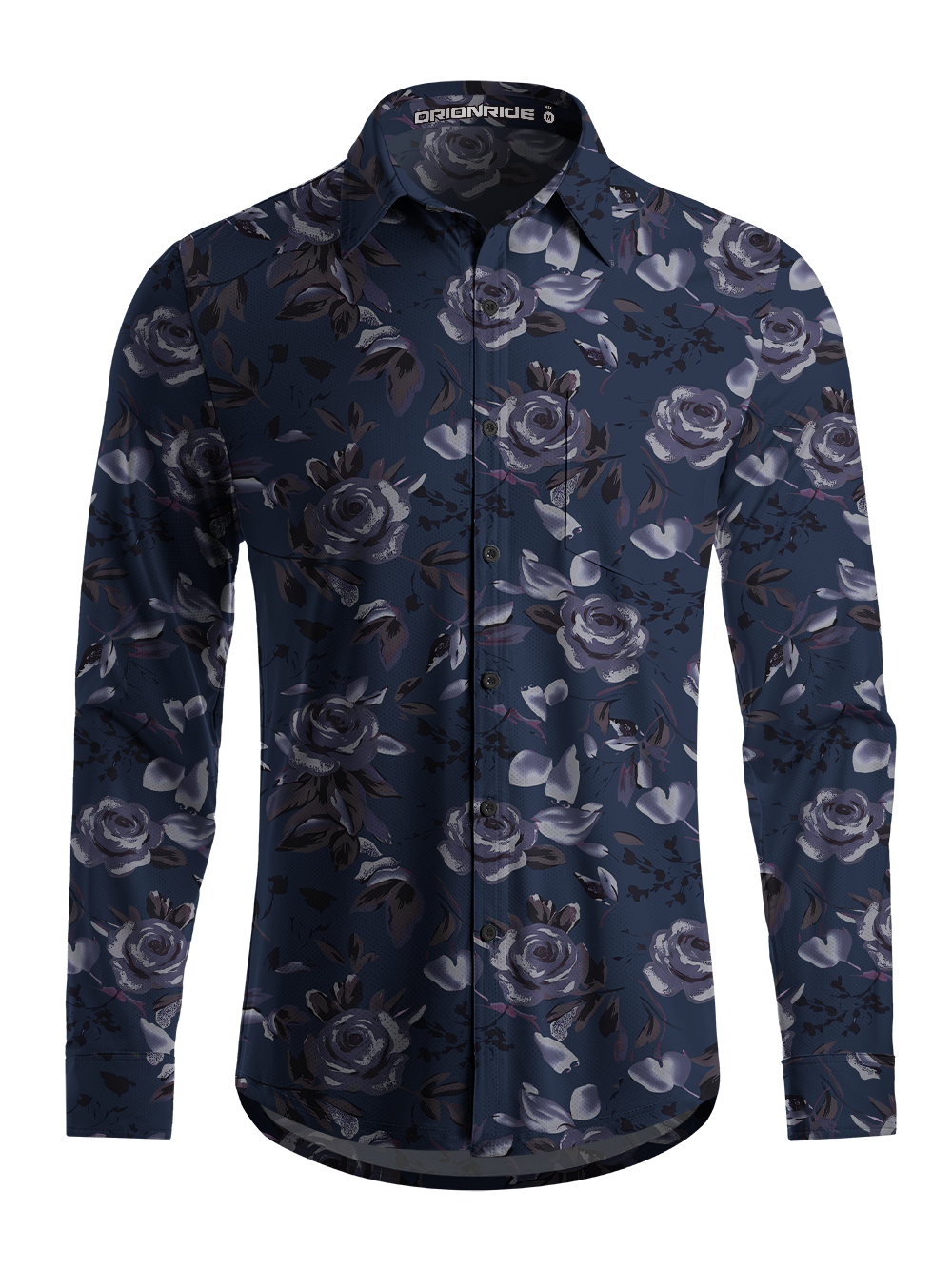 Orionride Midnight Roses Men's Stretchy Breathable Long Sleeve Gravel Shirt