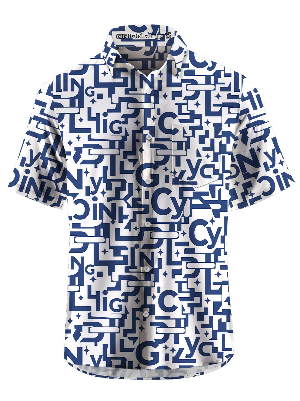 Orionride Stacked Letters Zipper Pockets Ultra Lightweight Short Sleeves Gravel Shirt