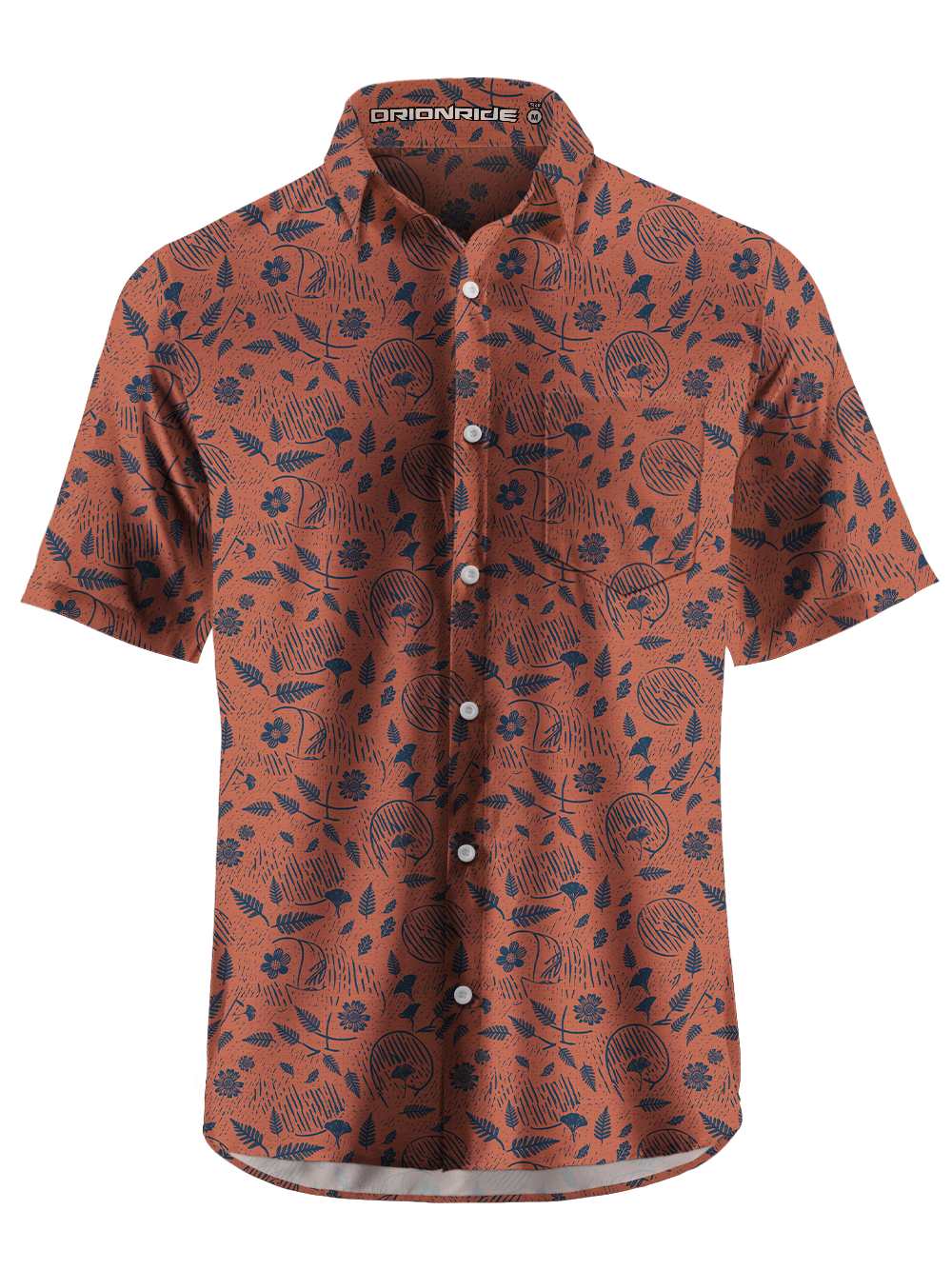 Orionride Plum Botanical Zipper Pockets Ultra Lightweight Short Sleeves Gravel Shirt