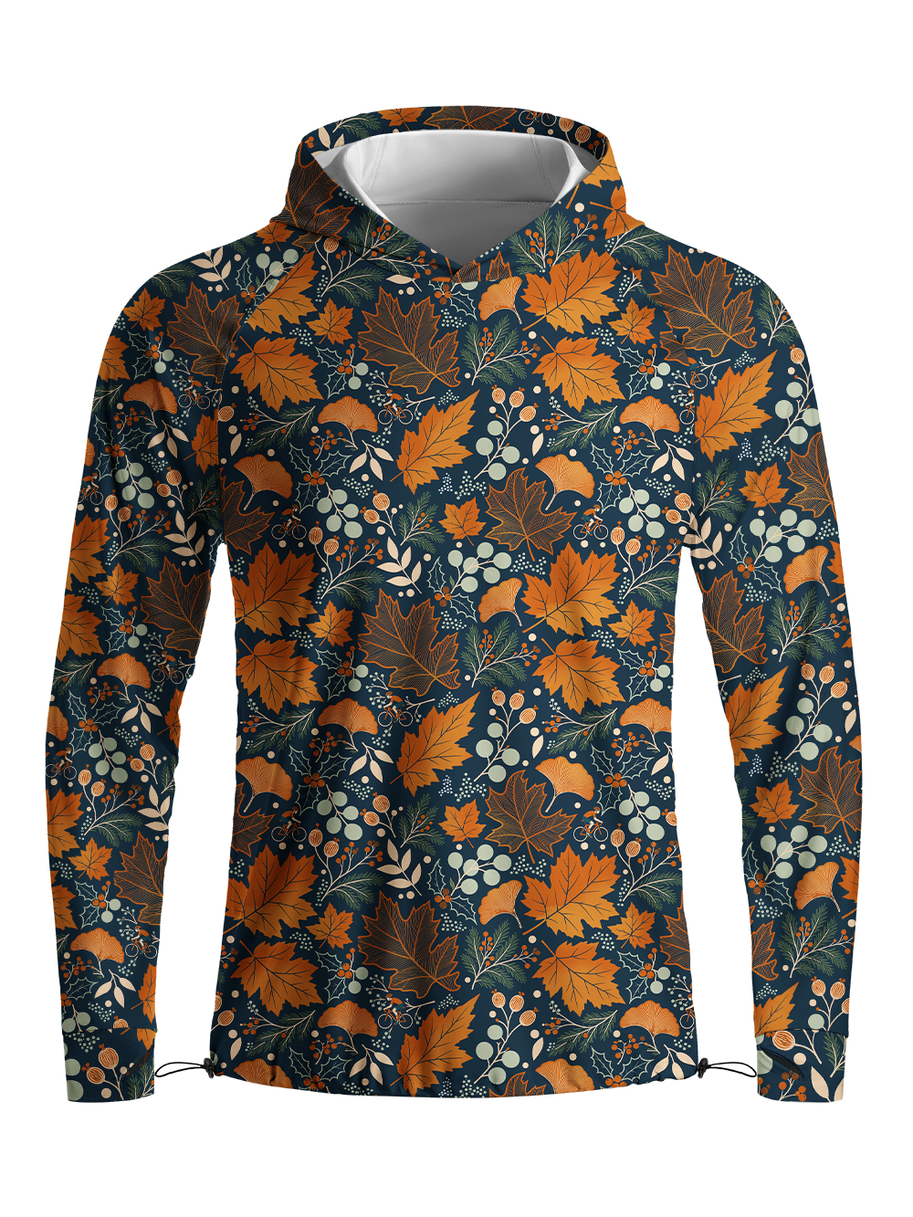 Orionride Warm Autumn Leaves Long Sleeve Cycling Hoodie Shirt