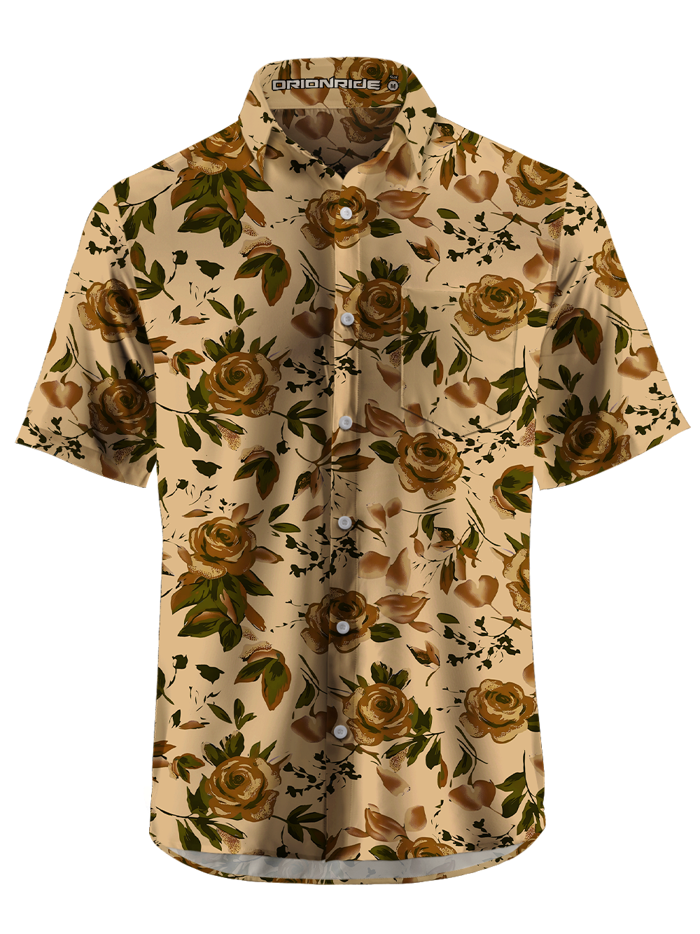 Orionride Midnight Roses Zipper Pockets Ultra Lightweight Short Sleeves Gravel Shirt