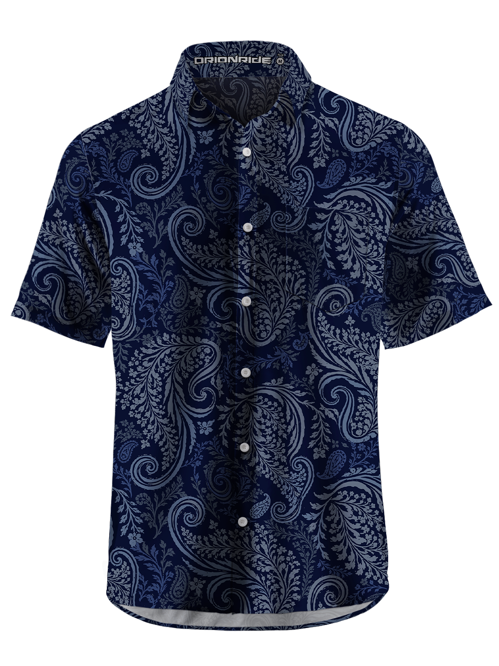 Orionride Blue Paisley Zipper Pockets Ultra Lightweight Short Sleeves Gravel Shirt