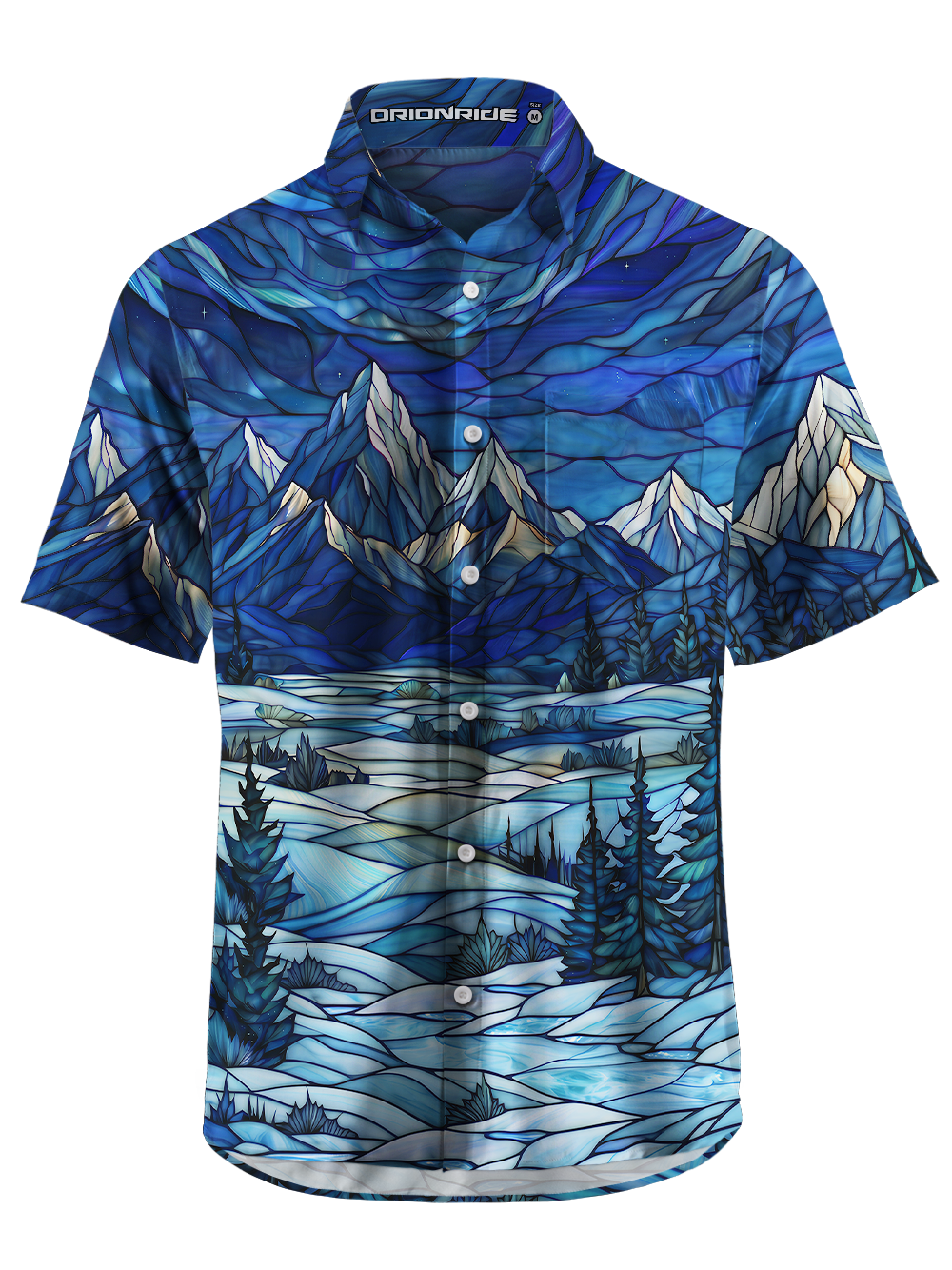 Orionride Blue Glass Winter Zipper Pockets Ultra Lightweight Short Sleeves Gravel Shirt
