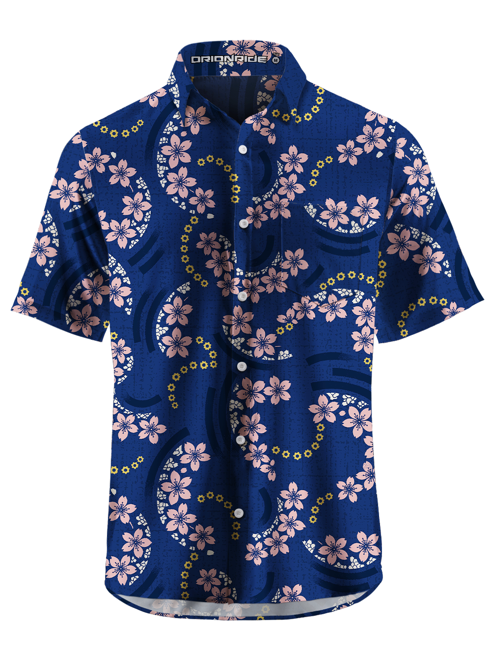 Orionride Sakura Pattern Zipper Pockets Ultra Lightweight Short Sleeves Gravel Shirt