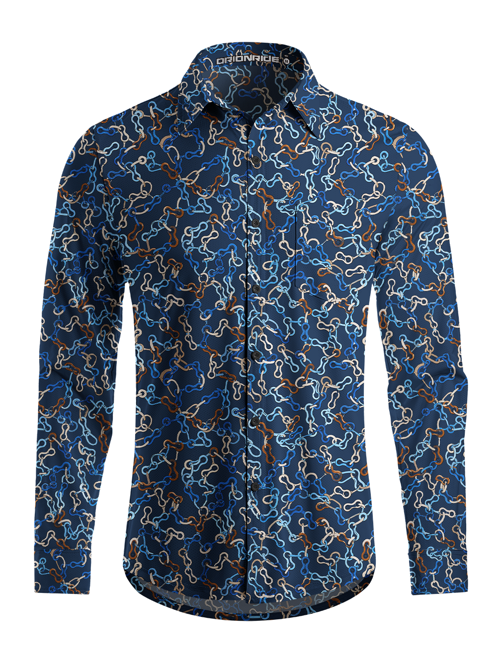 Orionride Nautical Links Men's Stretchy Breathable Long Sleeve Gravel Shirt