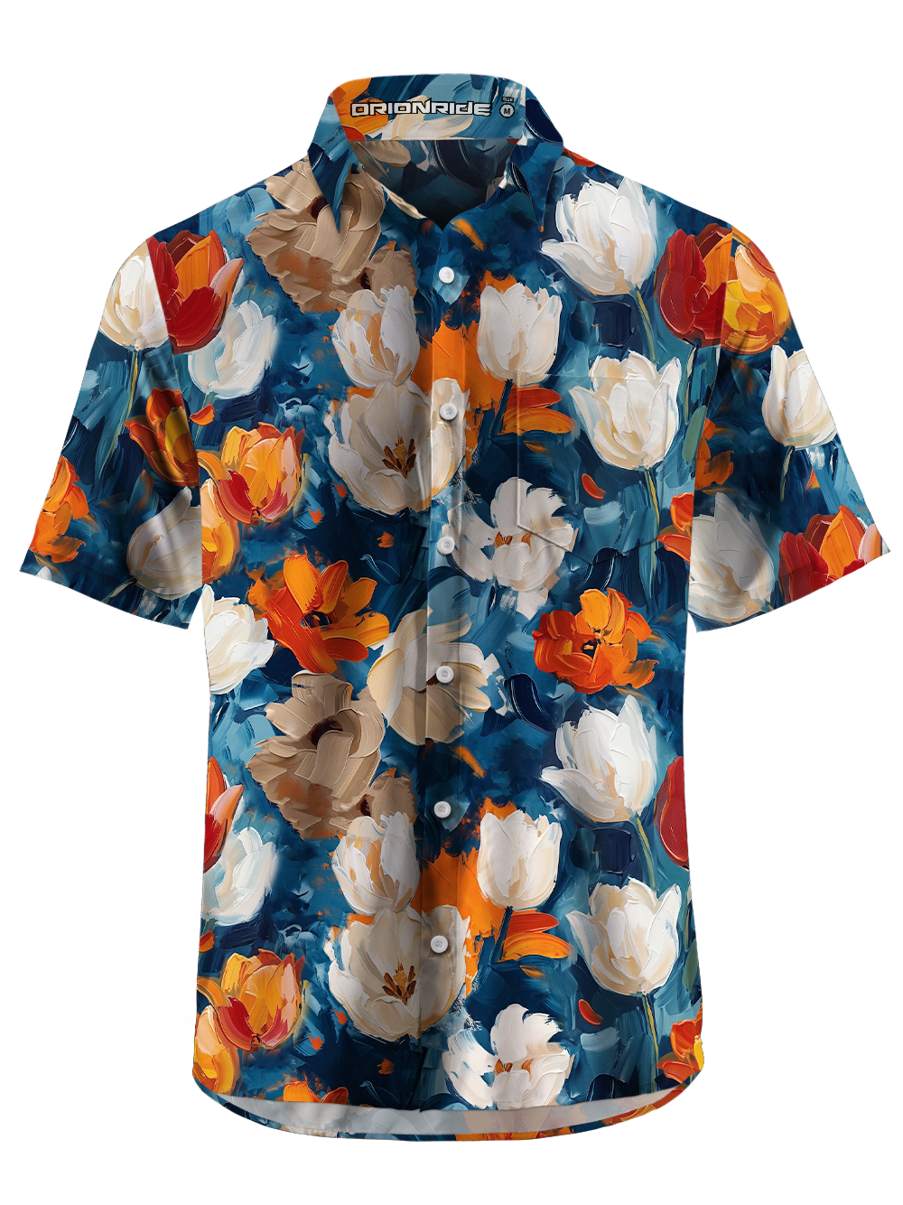 Orionride Thick Tulip Paint Zipper Pockets Ultra Lightweight Short Sleeves Gravel Shirt