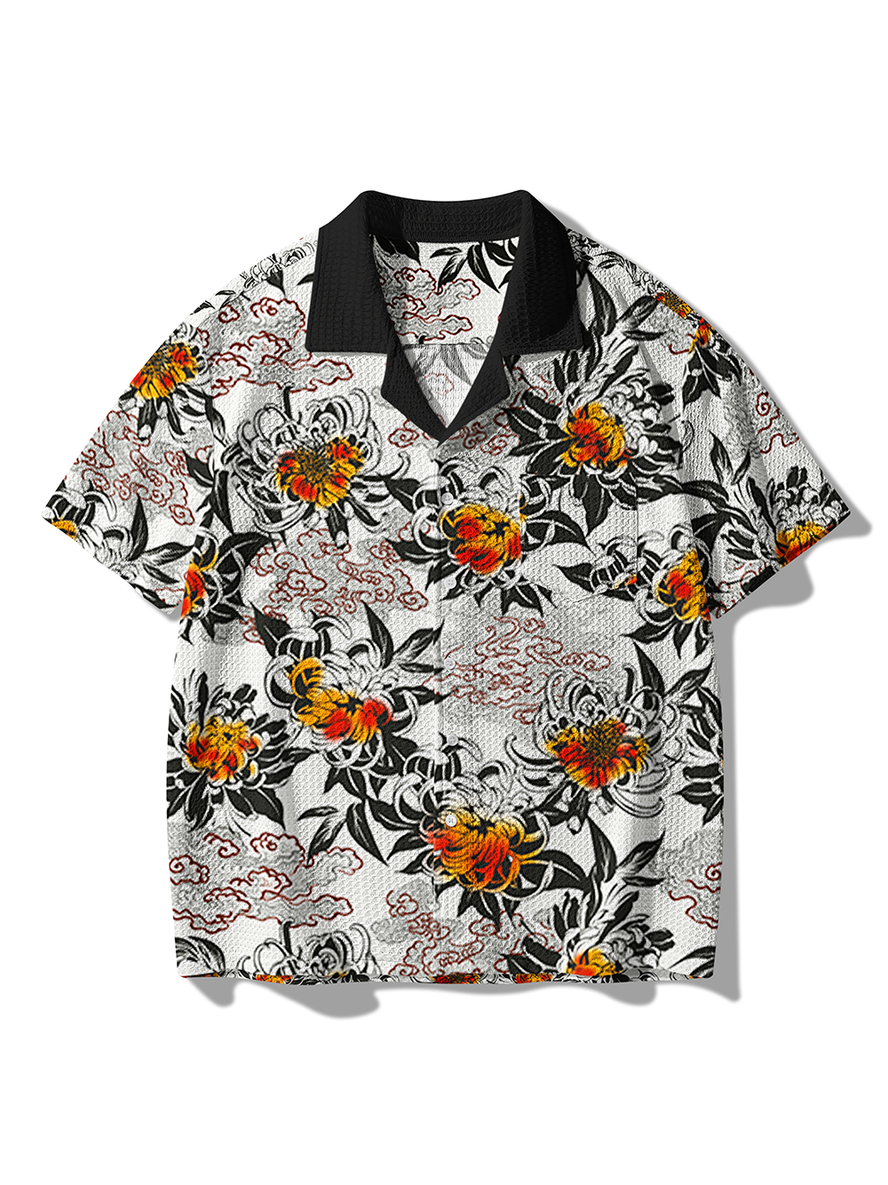 Orionride Chrysanthemums In Full Bloom Men's Camp Collar Knitted Shirt