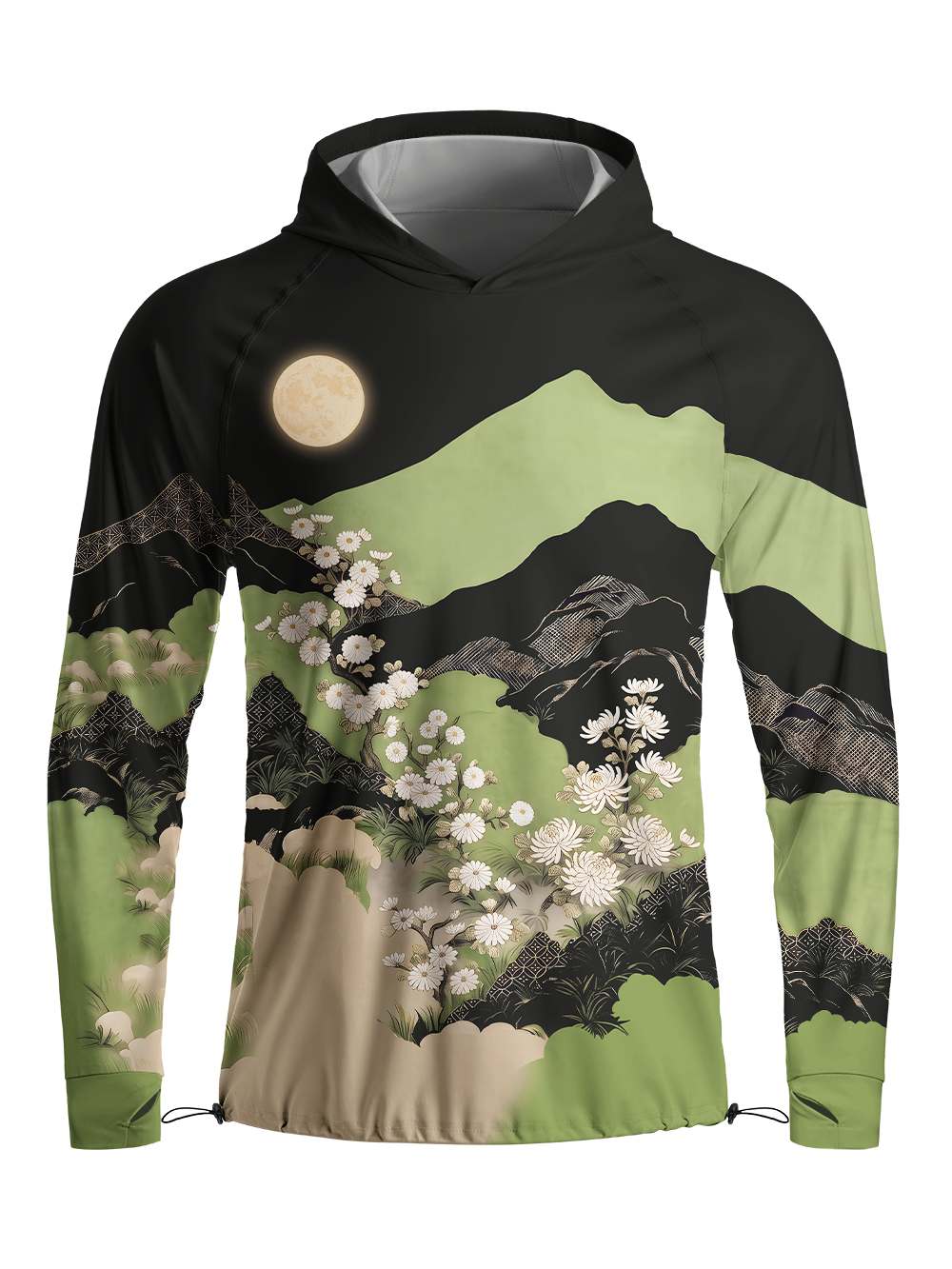 Orionride Night Mountain Flow Long Sleeve Cycling Hoodie Shirt