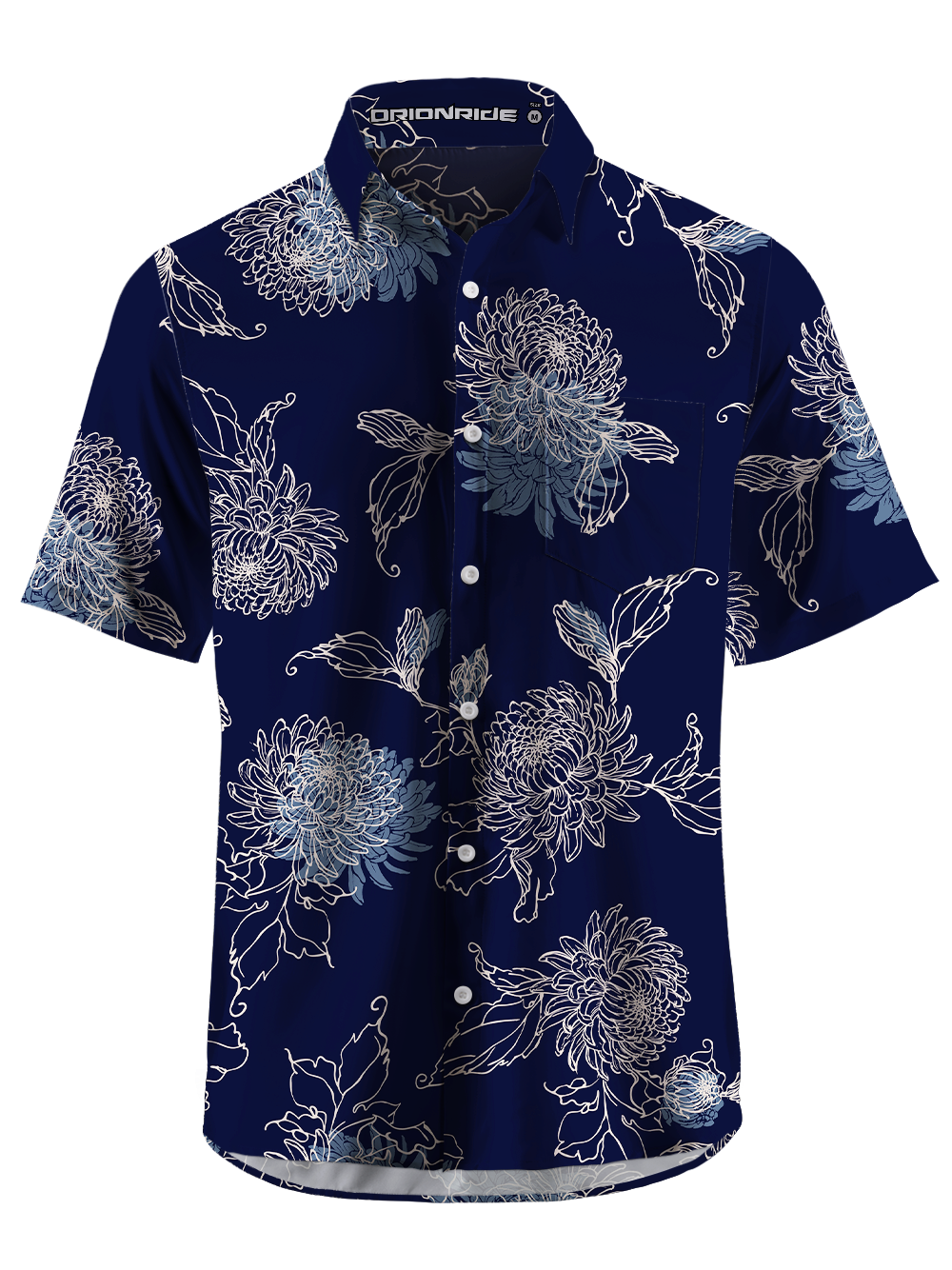 Orionride Fine-petaled chrysanthemum Zipper Pockets Ultra Lightweight Short Sleeves Gravel Shirt