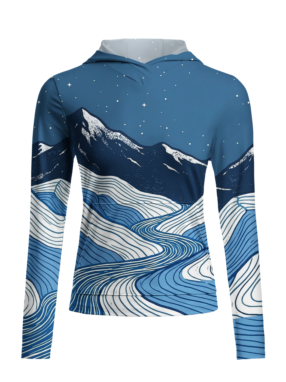 Orionride Starry Mountain River Women's Long Sleeve Cycling Hoodie Shirt