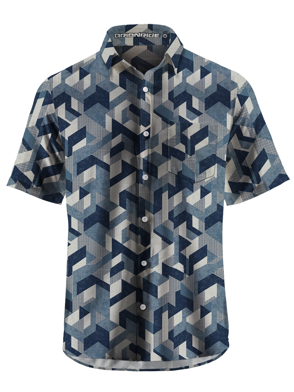 Orionride Geo Blocks Zipper Pockets Ultra Lightweight Short Sleeves Gravel Shirt
