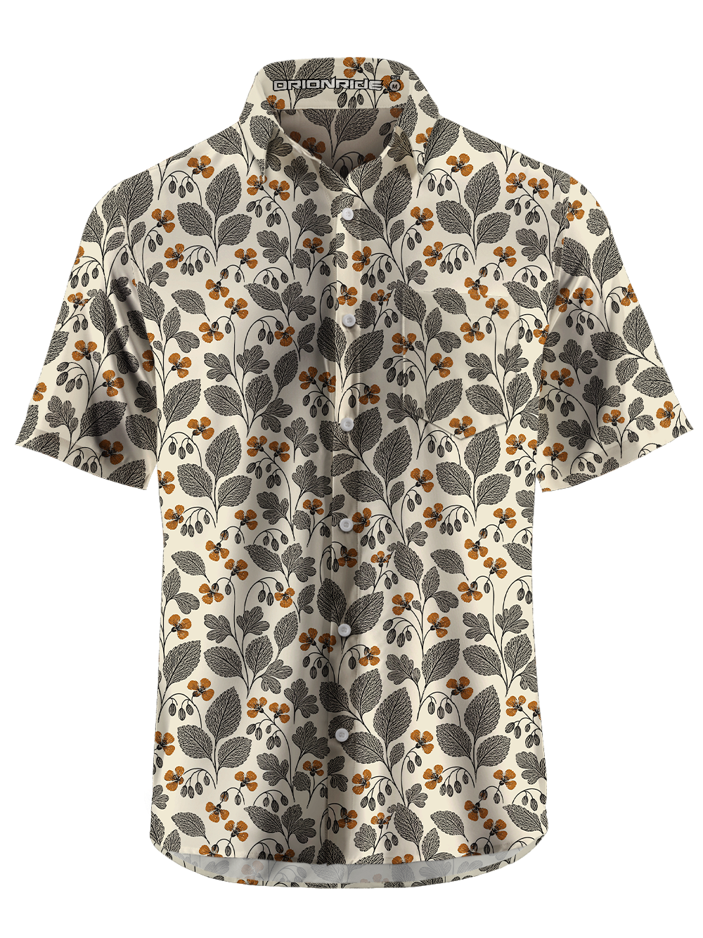 Orionride Vintage Botanical Zipper Pockets Ultra Lightweight Short Sleeves Gravel Shirt