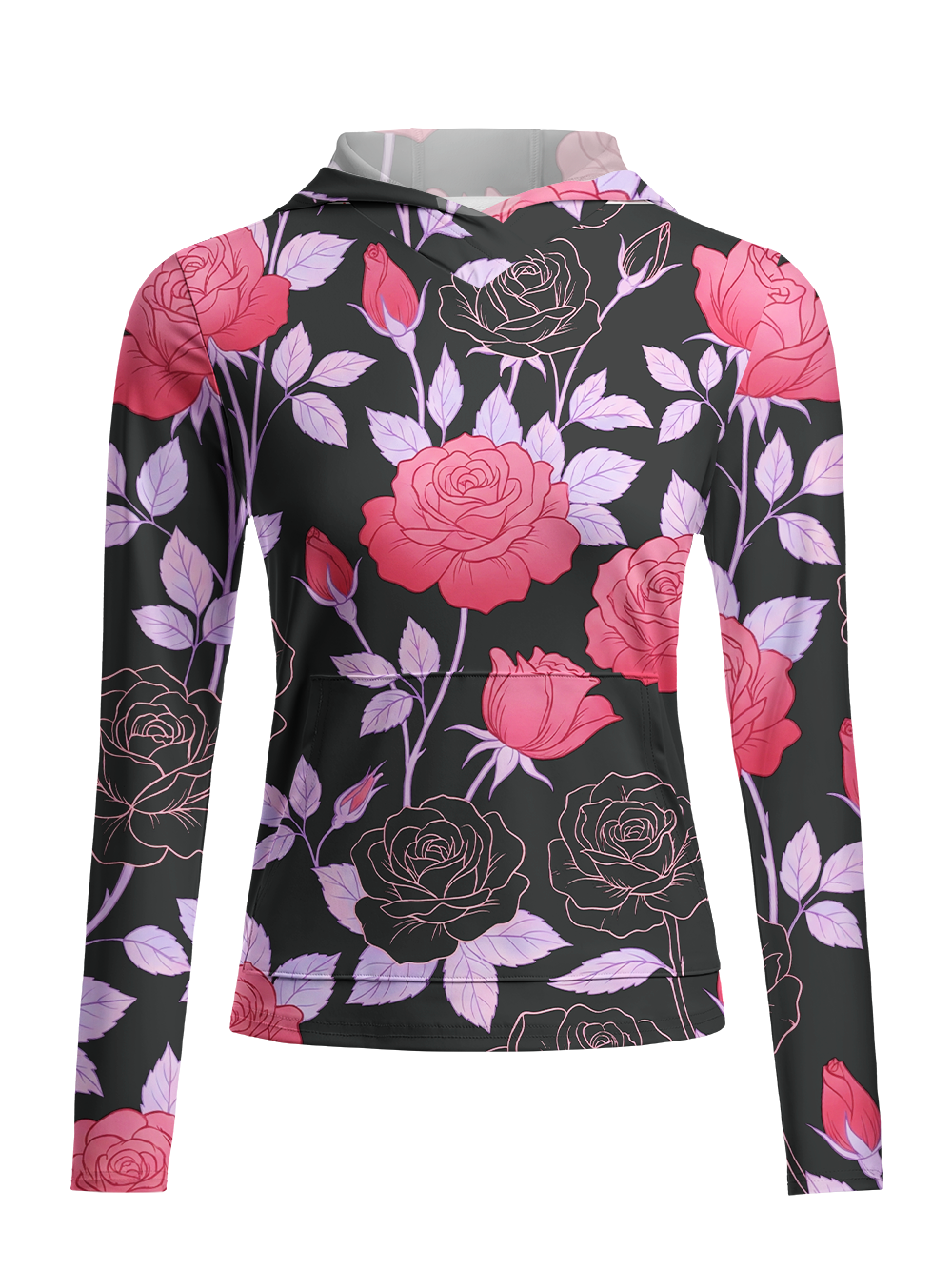 Orionride Night Twin Rose Women's Long Sleeve Cycling Hoodie Shirt
