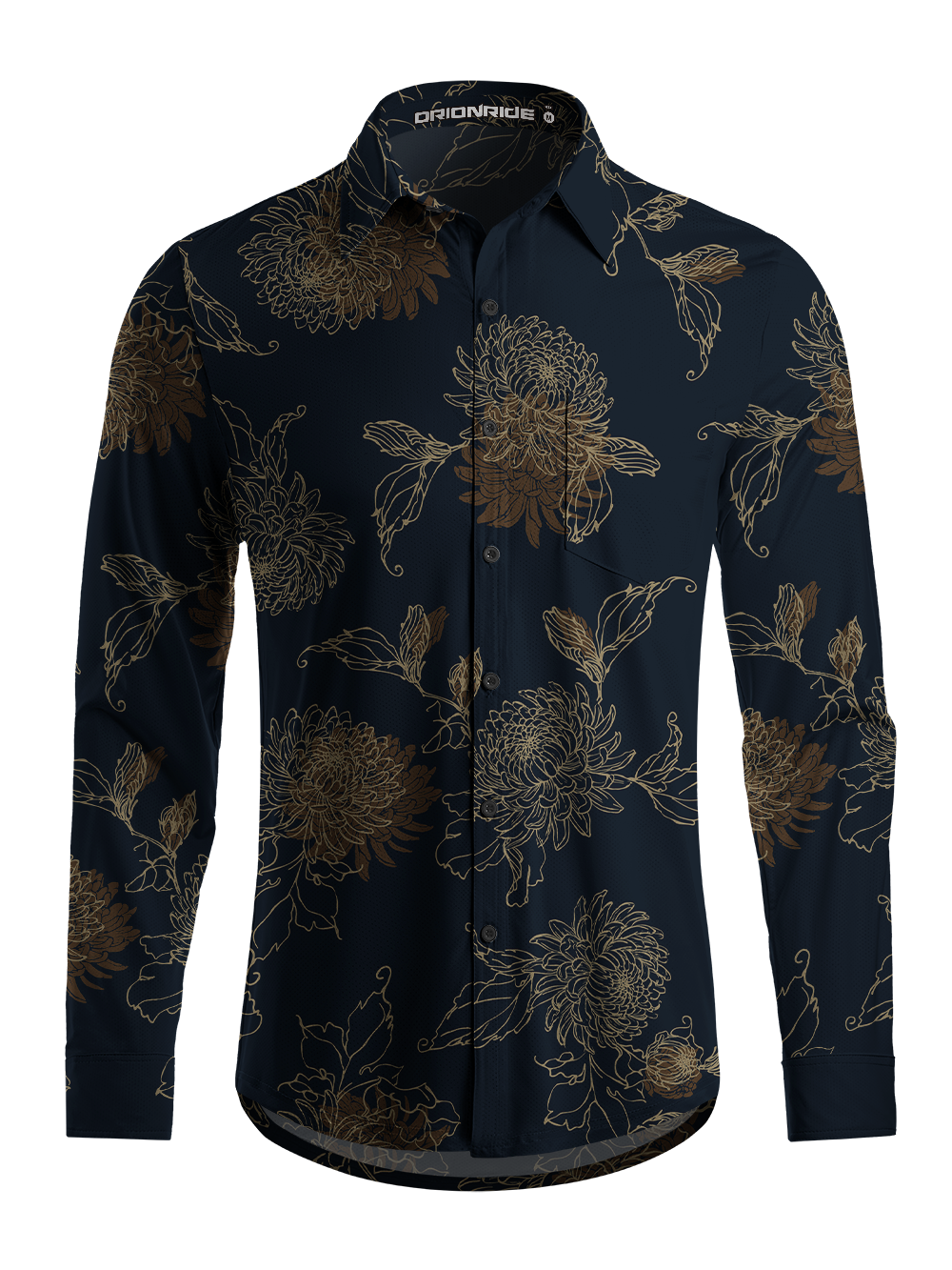 Orionride Golden Chrysanthemums Men's Stretchy Breathable Long Sleeve Gravel Shirt