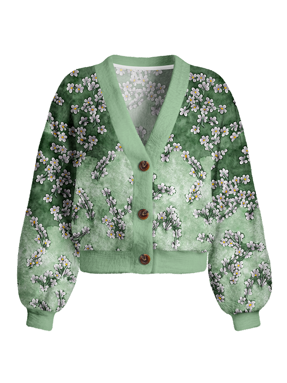 Orionride Dye Flower Women's Fuzzy Knit Cardigan