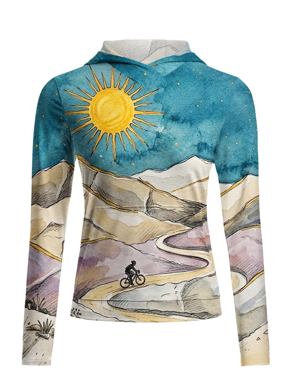 Orionride Perilous Mountain Path Women's Long Sleeve Cycling Hoodie Shirt