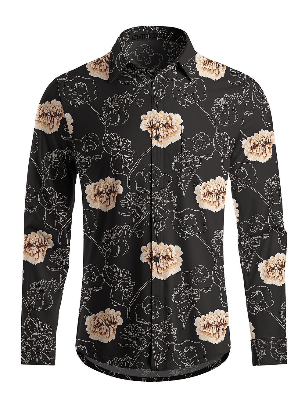 Orionride Pure Flowers Men's Stretchy Breathable Long Sleeve Gravel Shirt