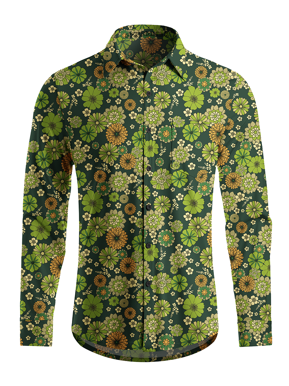 Orionride Concentric Circle Flowers Men's Stretchy Breathable Long Sleeve Gravel Shirt