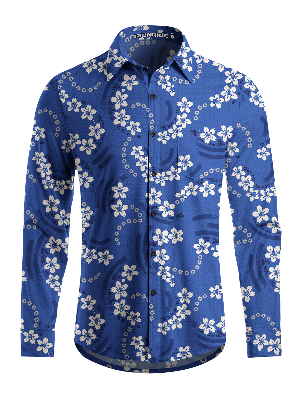 Orionride Sakura Pattern Men's Stretchy Breathable Long Sleeve Gravel Shirt
