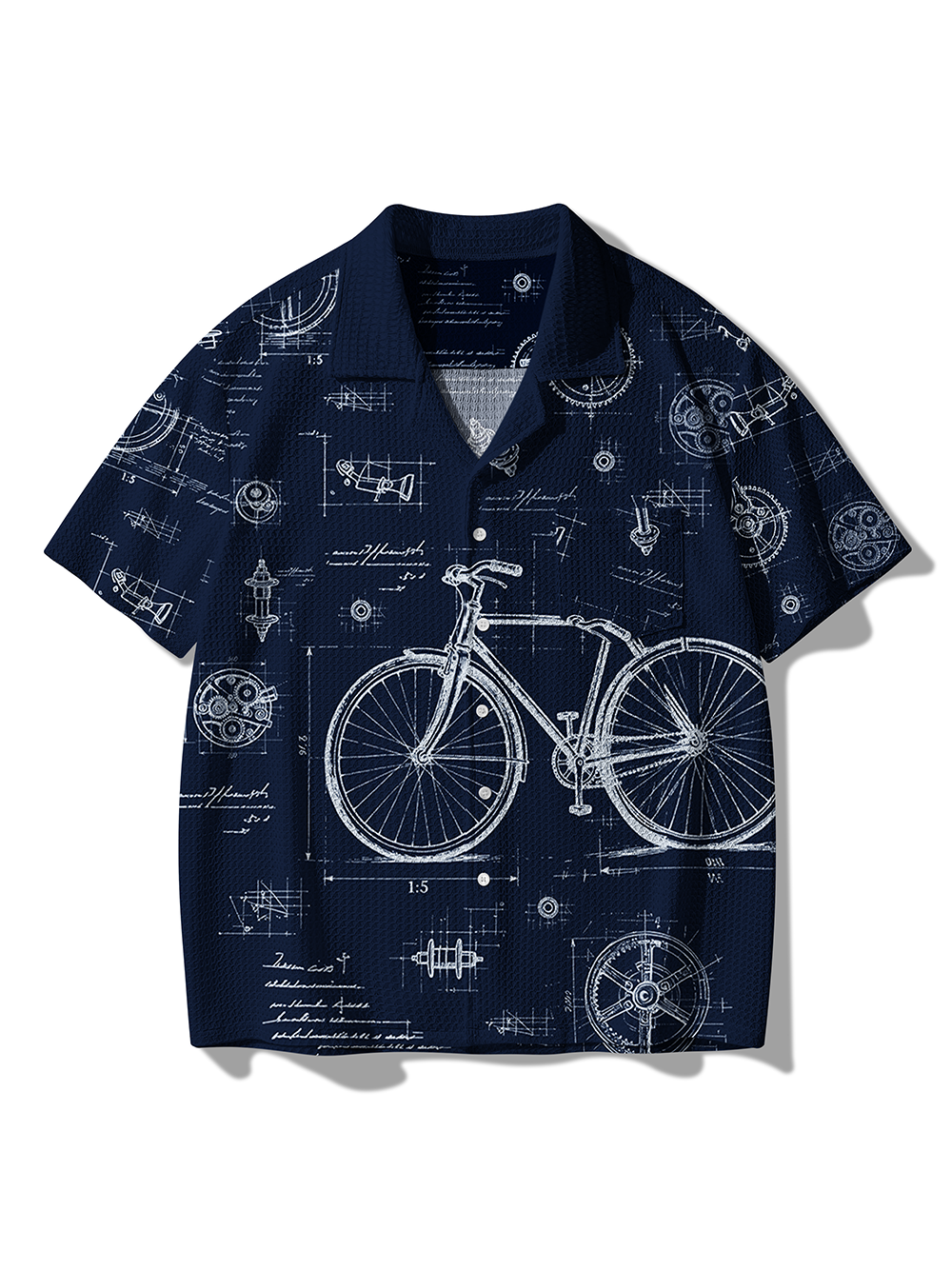 Orionride Bicycle Sketch Men's Camp Collar Knitted Shirt