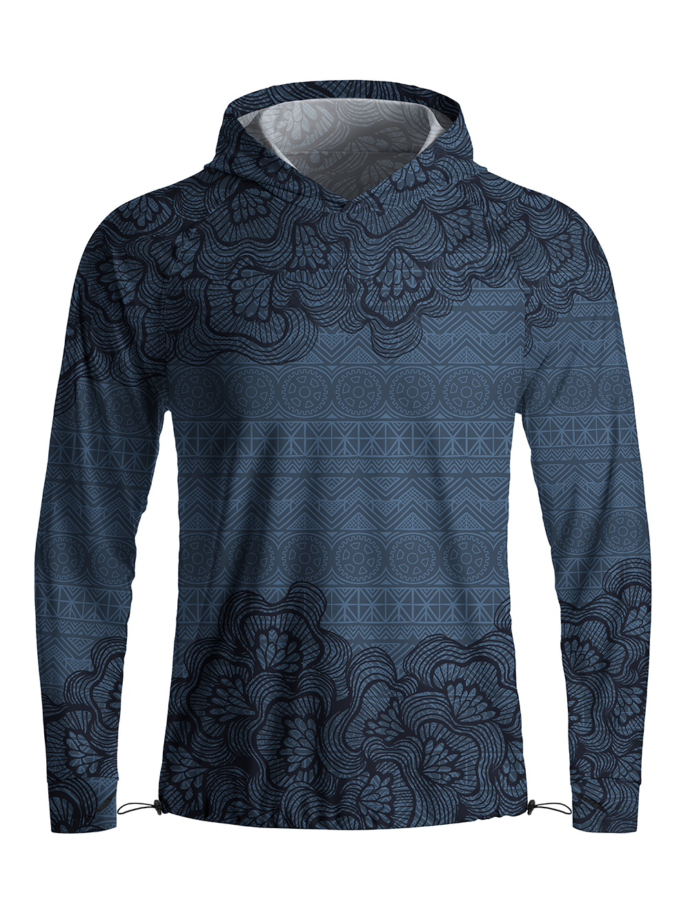 Orionride Floral Shadow Pattern Long Sleeve Cycling Hoodie Shirt