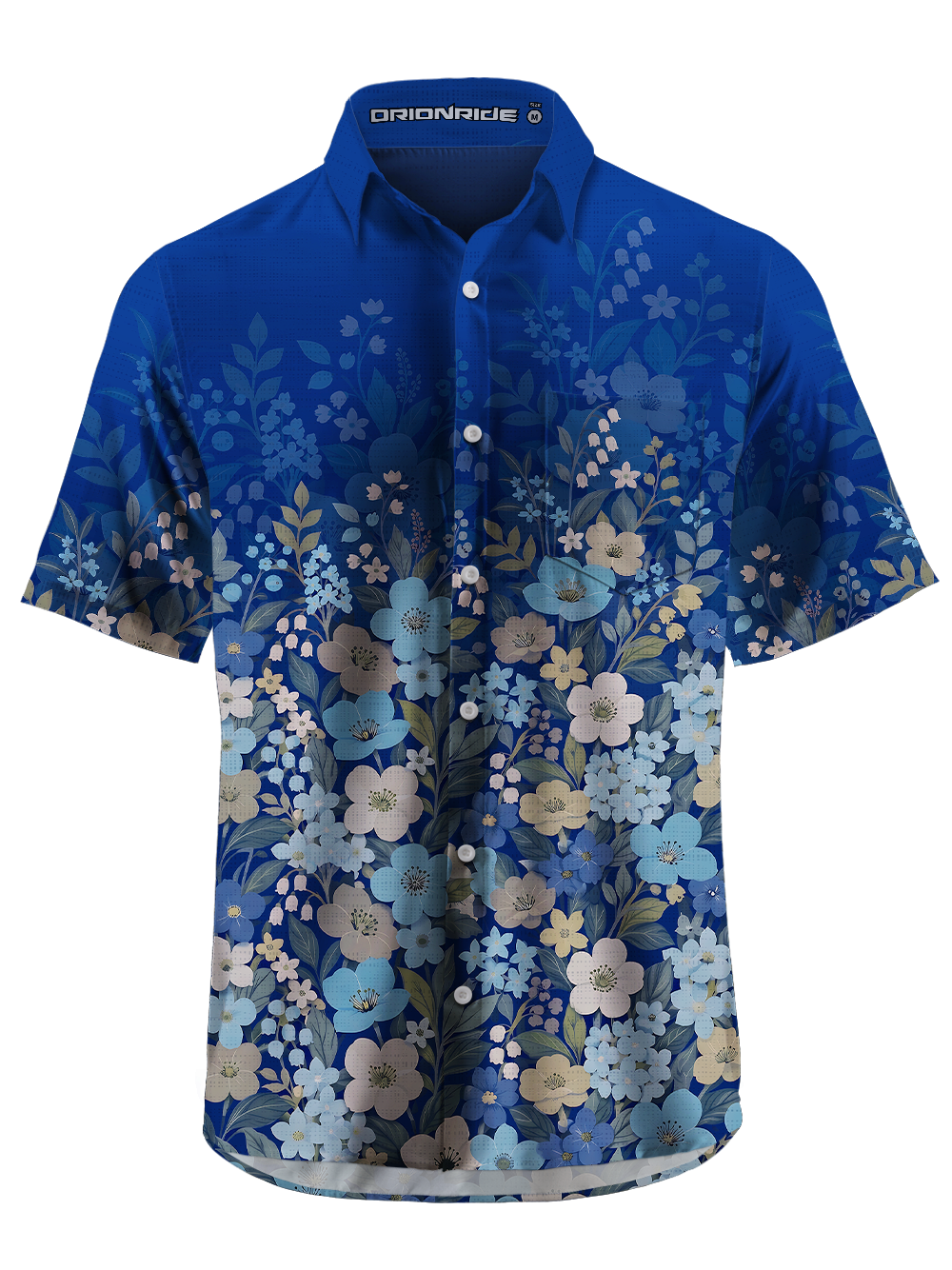 Orionride Gradated Floral Shadows Zipper Pockets Ultra Lightweight Short Sleeves Gravel Shirt