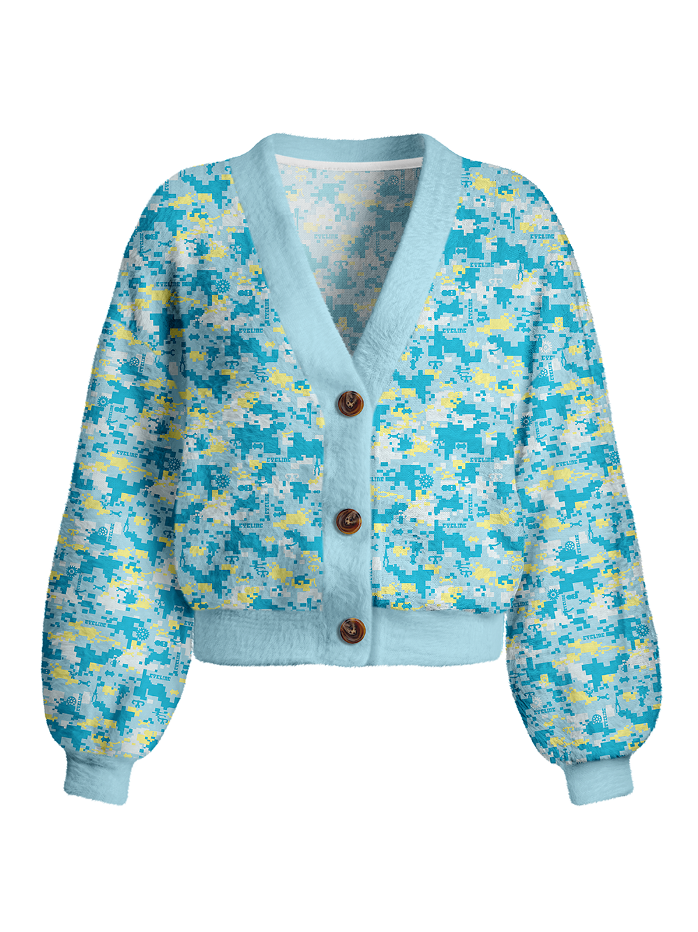 Orionride Pixelated Parts Women's Fuzzy Knit Cardigan