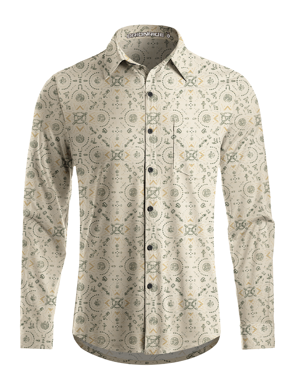 Orionride Tribal Motifs Men's Stretchy Breathable Long Sleeve Gravel Shirt