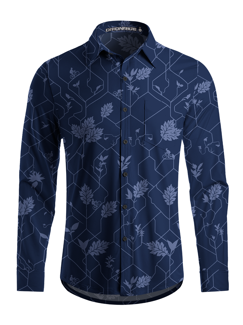 Orionride Floral Cycling Men's Stretchy Breathable Long Sleeve Gravel Shirt