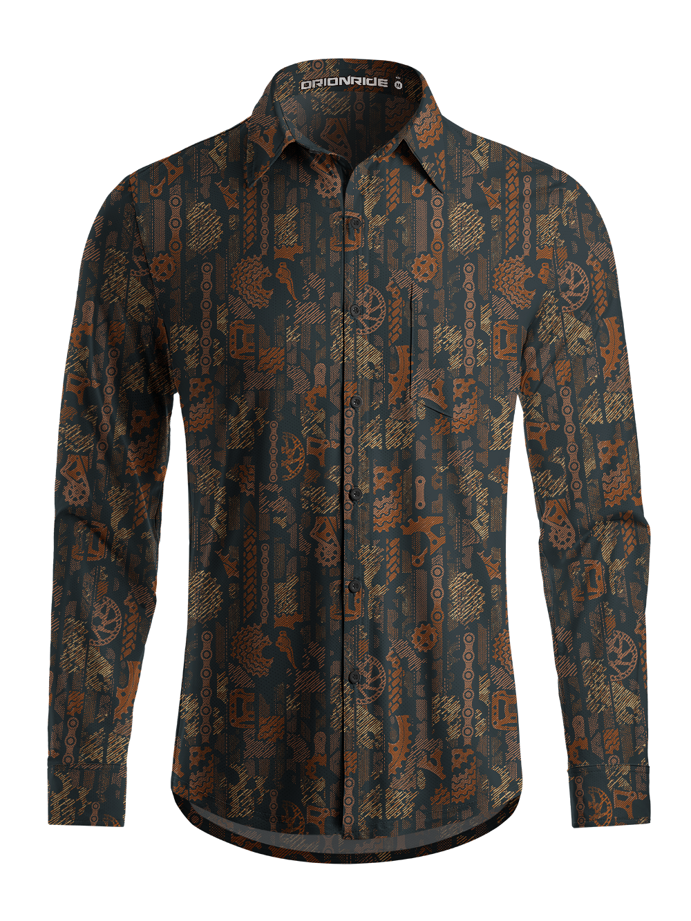 Orionride Night Gear Pattern Men's Stretchy Breathable Long Sleeve Gravel Shirt