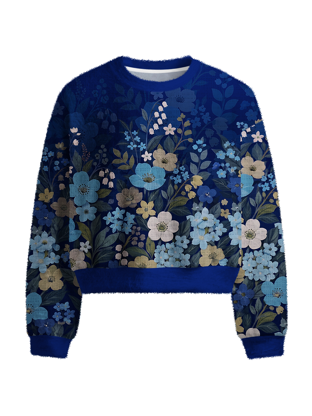 Orionride Gradated Floral Shadows Women's Fuzzy Knit Sweater