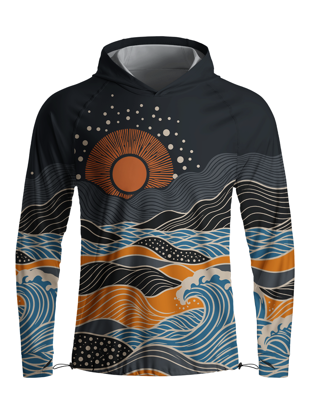 Orionride Sunset Waves Long Sleeve Cycling Hoodie Shirt