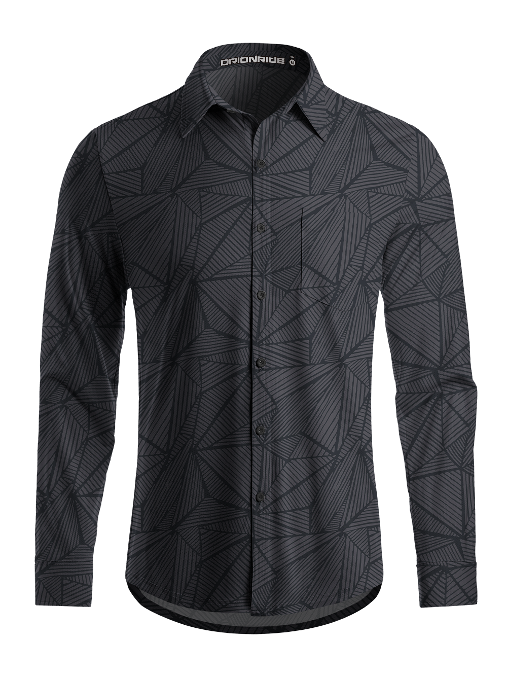 Orionride Geometric Lines Men's Stretchy Breathable Long Sleeve Gravel Shirt
