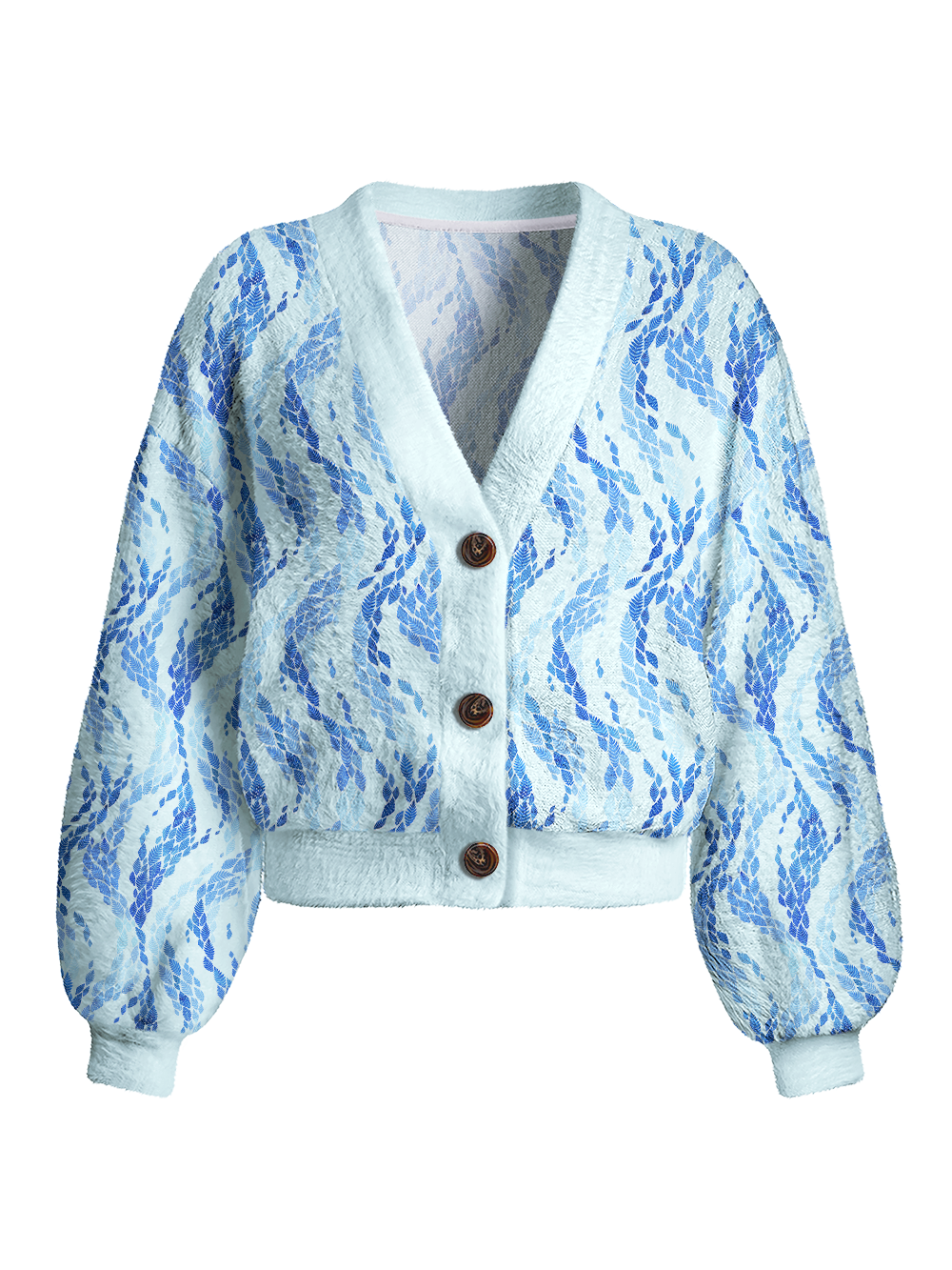 Orionride Pinnate Compound Leaves Women's Fuzzy Knit Cardigan