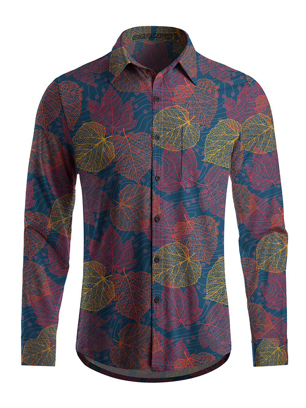 Orionride Leaf Vein Texture Men's Stretchy Breathable Long Sleeve Gravel Shirt