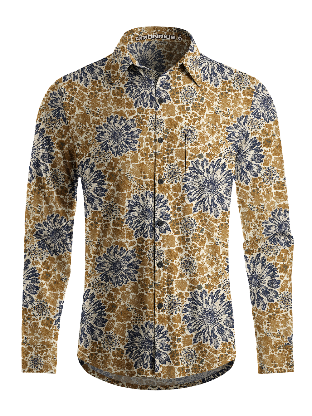 Orionride Midnight Blooms Men's Stretchy Breathable Long Sleeve Gravel Shirt