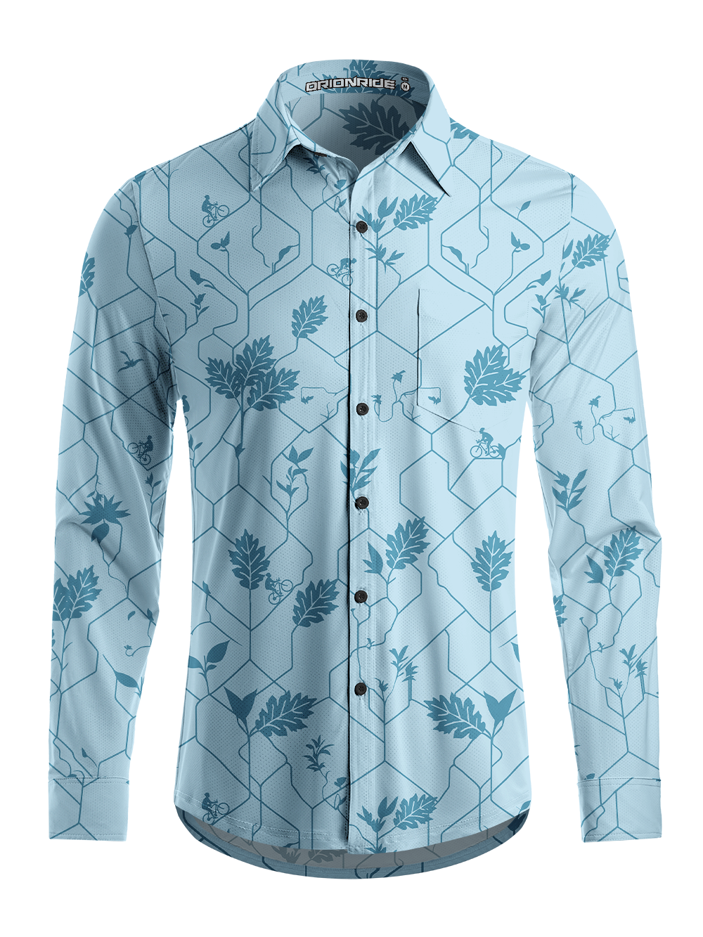 Orionride Floral Cycling Men's Stretchy Breathable Long Sleeve Gravel Shirt