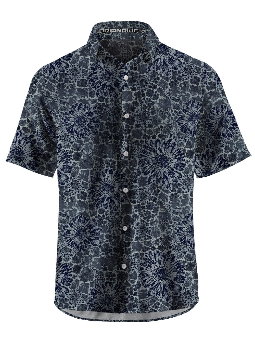 Orionride Midnight Blooms Zipper Pockets Ultra Lightweight Short Sleeves Gravel Shirt