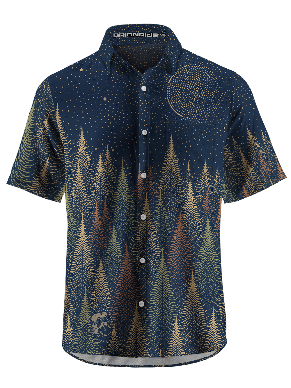 Orionride Gold Night Forest Zipper Pockets Ultra Lightweight Short Sleeves Gravel Shirt