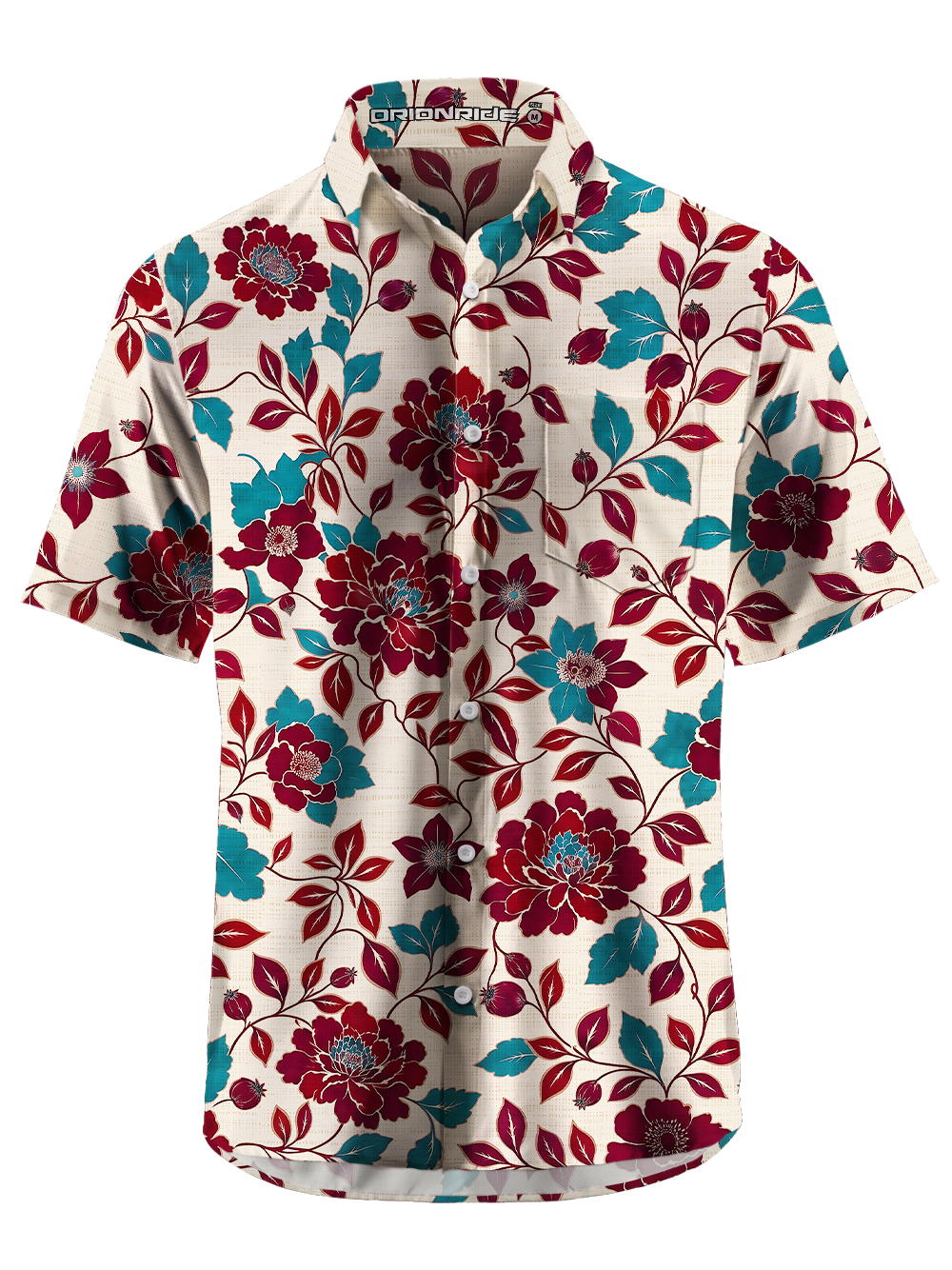 Orionride Luxurious Peony Zipper Pockets Ultra Lightweight Short Sleeves Gravel Shirt