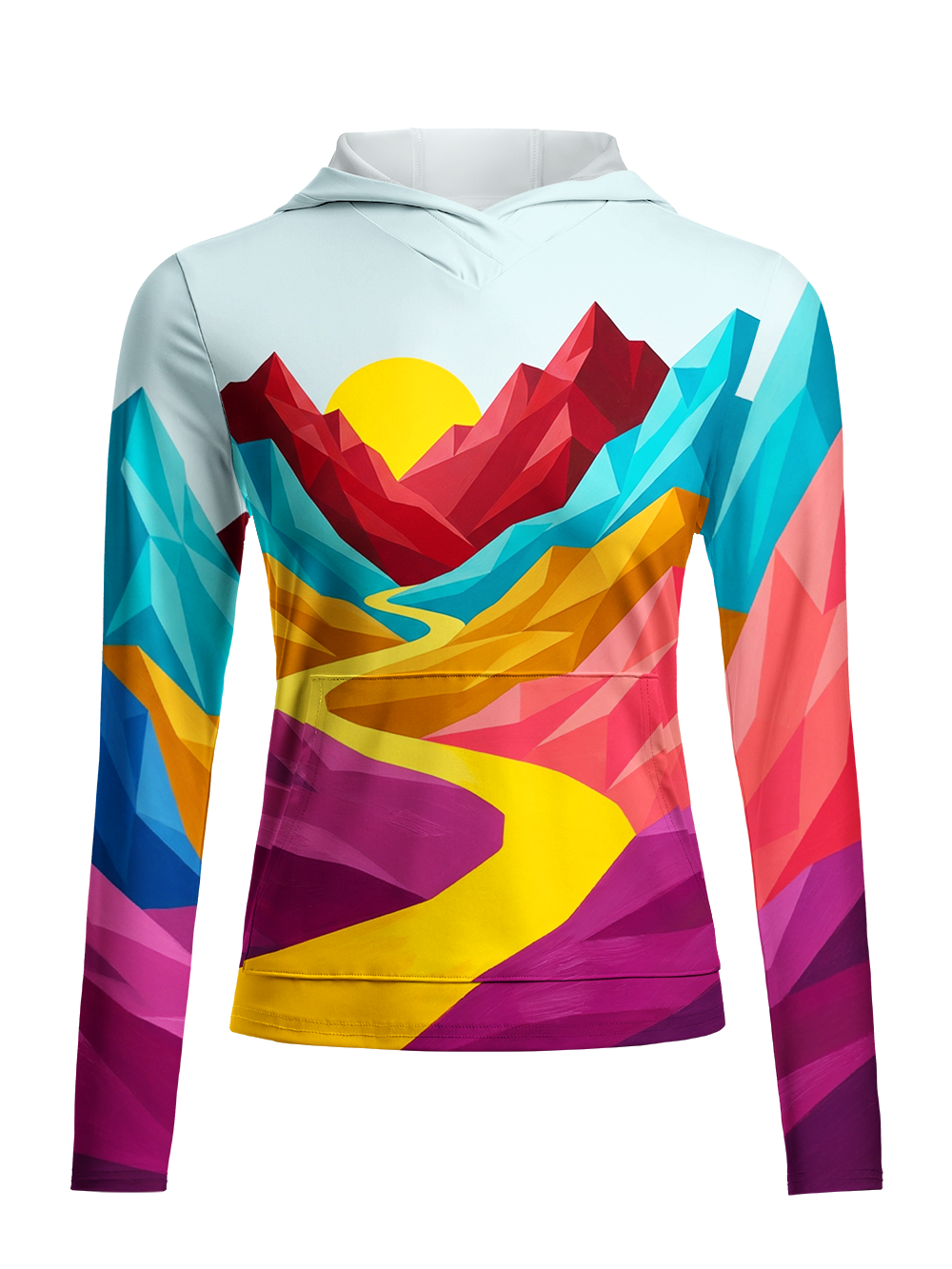 Orionride Colorful Peaks Women's Long Sleeve Cycling Hoodie Shirt