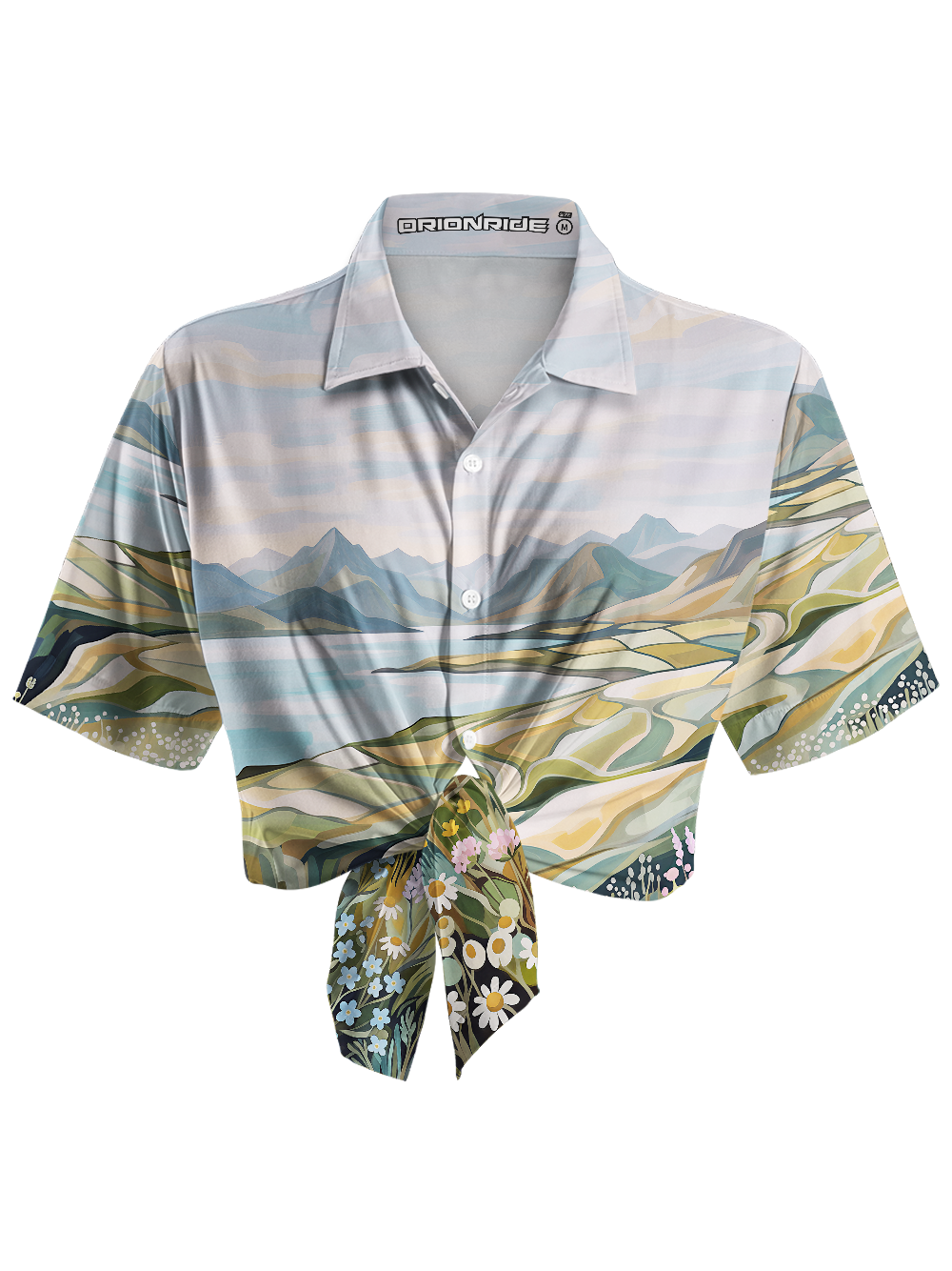 Orionride Soft Lake Bloom Zipper Pockets Ultra Lightweight Short Sleeves Women's Gravel Shirt