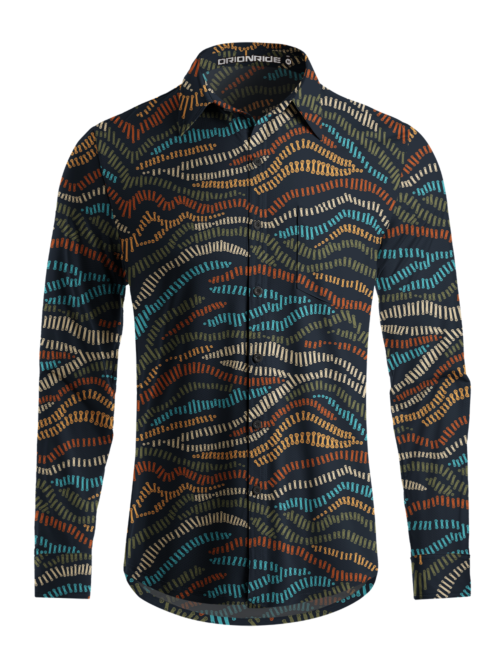 Orionride Color Wave Weave Men's Stretchy Breathable Long Sleeve Gravel Shirt