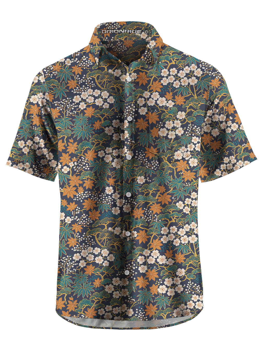 Orionride Japanese Flowerbeds Zipper Pockets Ultra Lightweight Short Sleeves Gravel Shirt
