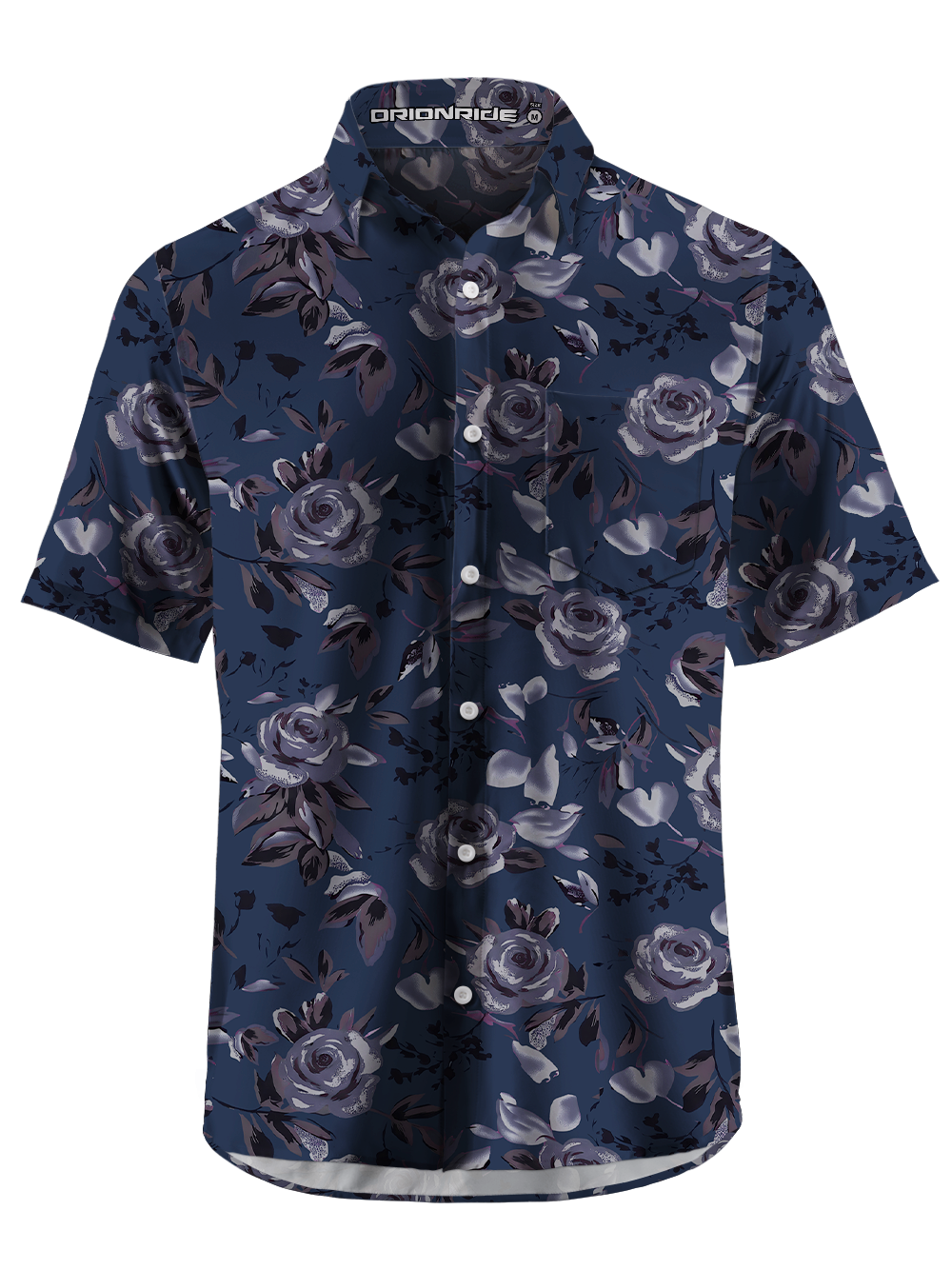 Orionride Midnight Roses Zipper Pockets Ultra Lightweight Short Sleeves Gravel Shirt