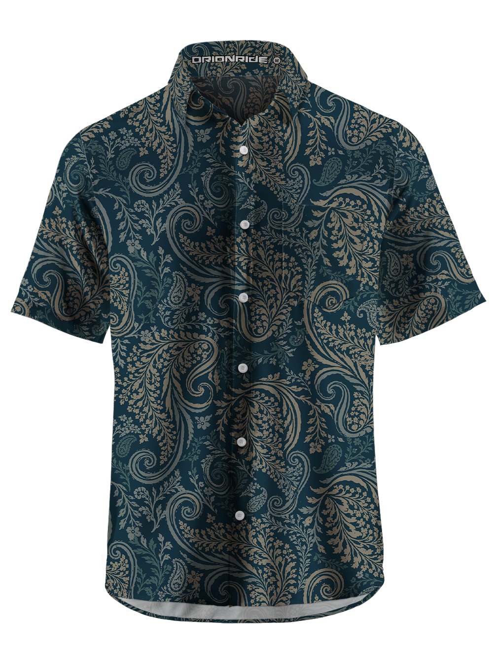 Orionride Blue Paisley Zipper Pockets Ultra Lightweight Short Sleeves Gravel Shirt