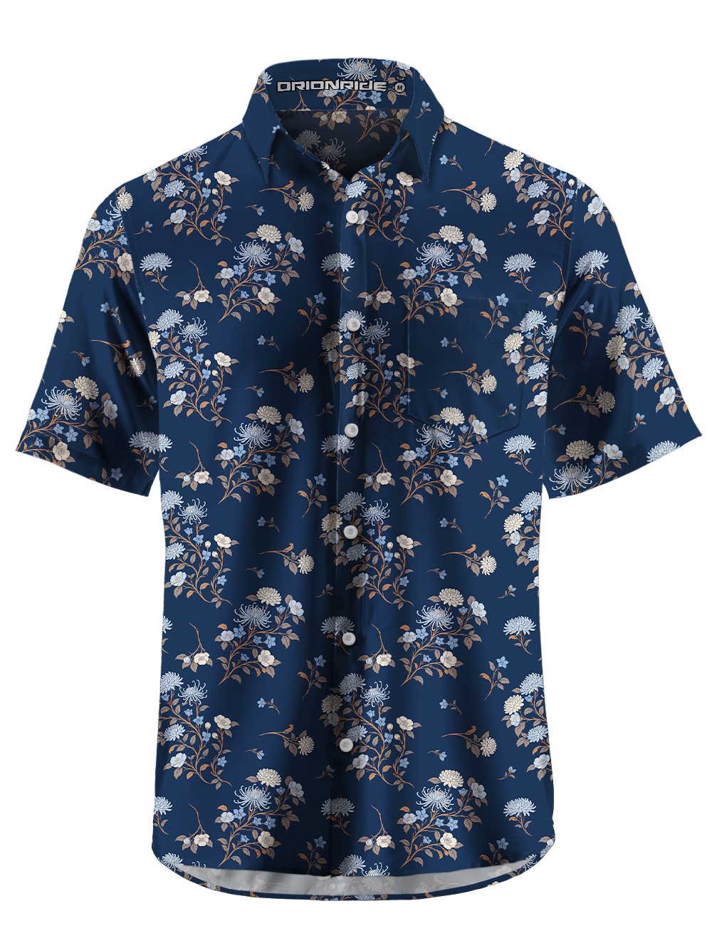Orionride Japanese Bouquet Zipper Pockets Ultra Lightweight Short Sleeves Gravel Shirt